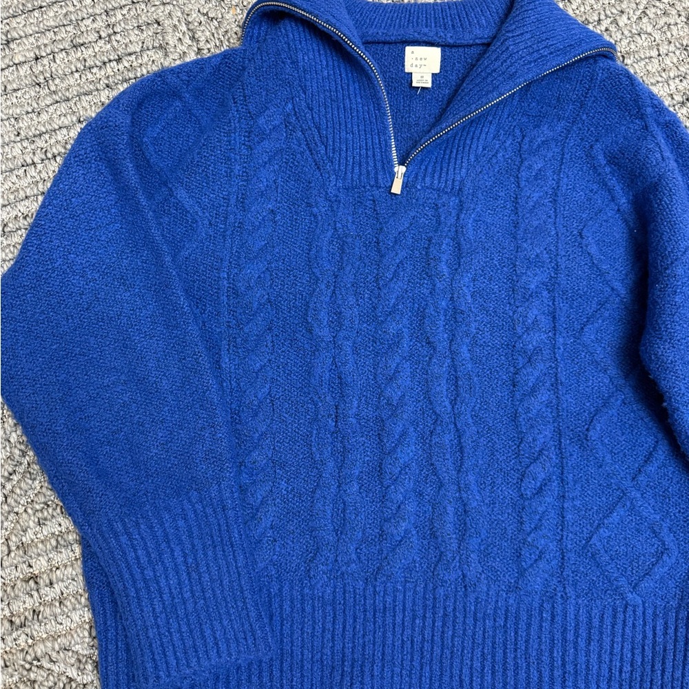 Blue Cable Knit Sweater